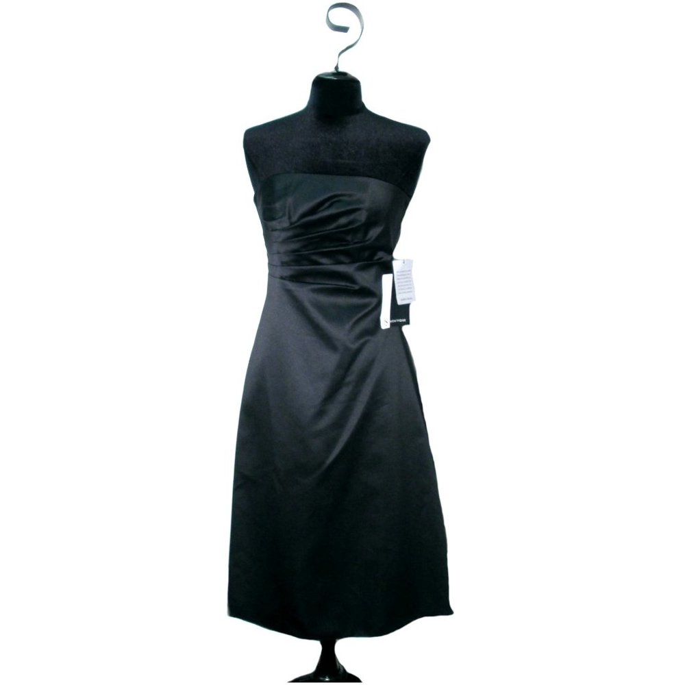 JS Boutique Black Satin Strapless Dress Size 2 NWT